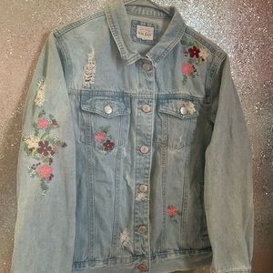 Distress Floral Jean Jacket